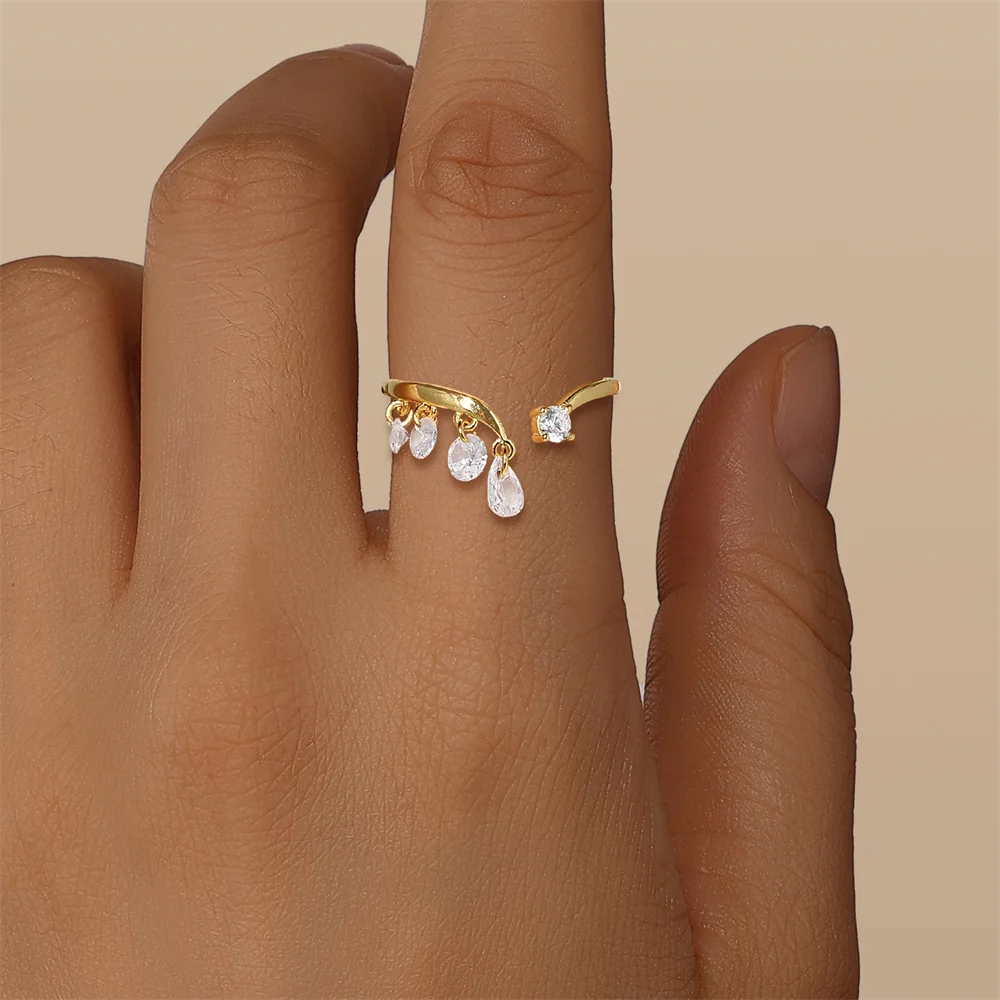 CANNER 1 Stück 925 Sterling Silber Klassischer Geometrischer Zirkon-Quasten-Offener Ehering für Frauen Ins Minimalismus Ring Schmuck Geschenk – Detail 10