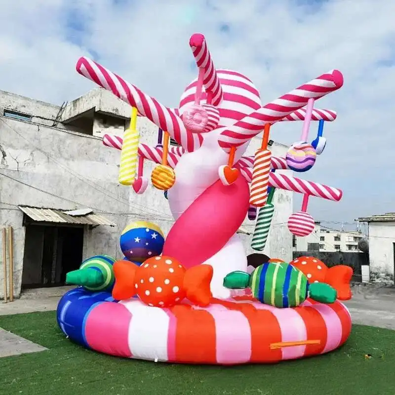Candy Christmas Holiday Giant Iatable Tree Blow Up Lollipop Trees For Kids Outdoor Party Birthday Stage Decoration