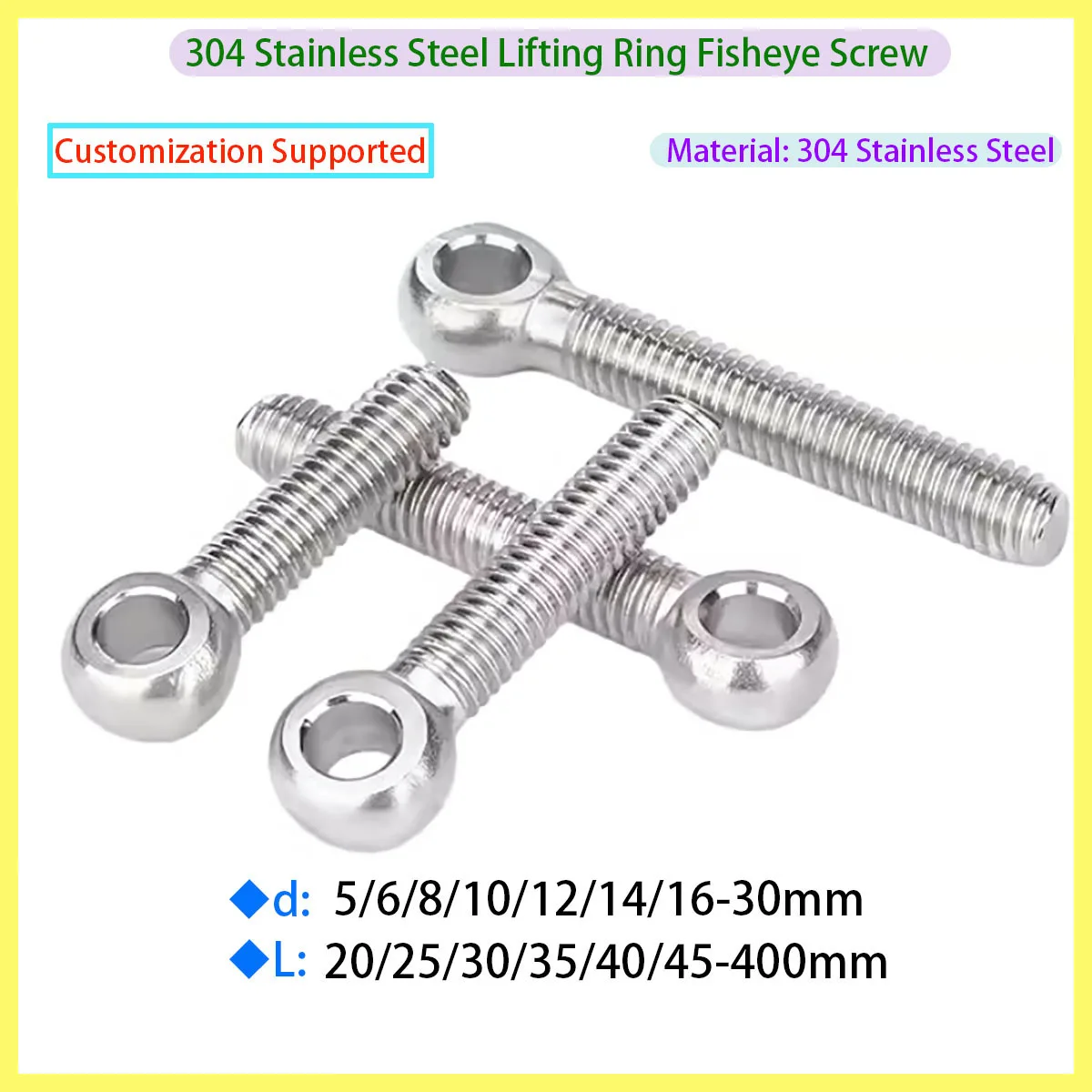 

304 Stainless Steel GB798 Lifting Ring Bolt, Black Ring Connecting Bolt, Fish Eye Sliding Hole Screw