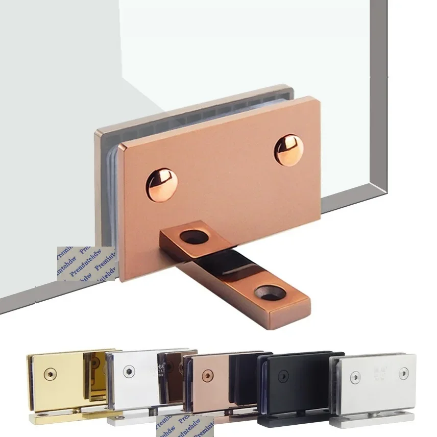 

2Pcs 304 Stainless Steel Top Floor Mount Glass Pivot Door Hinge Clamp Matt Black Rose Gold Titanium High Polished