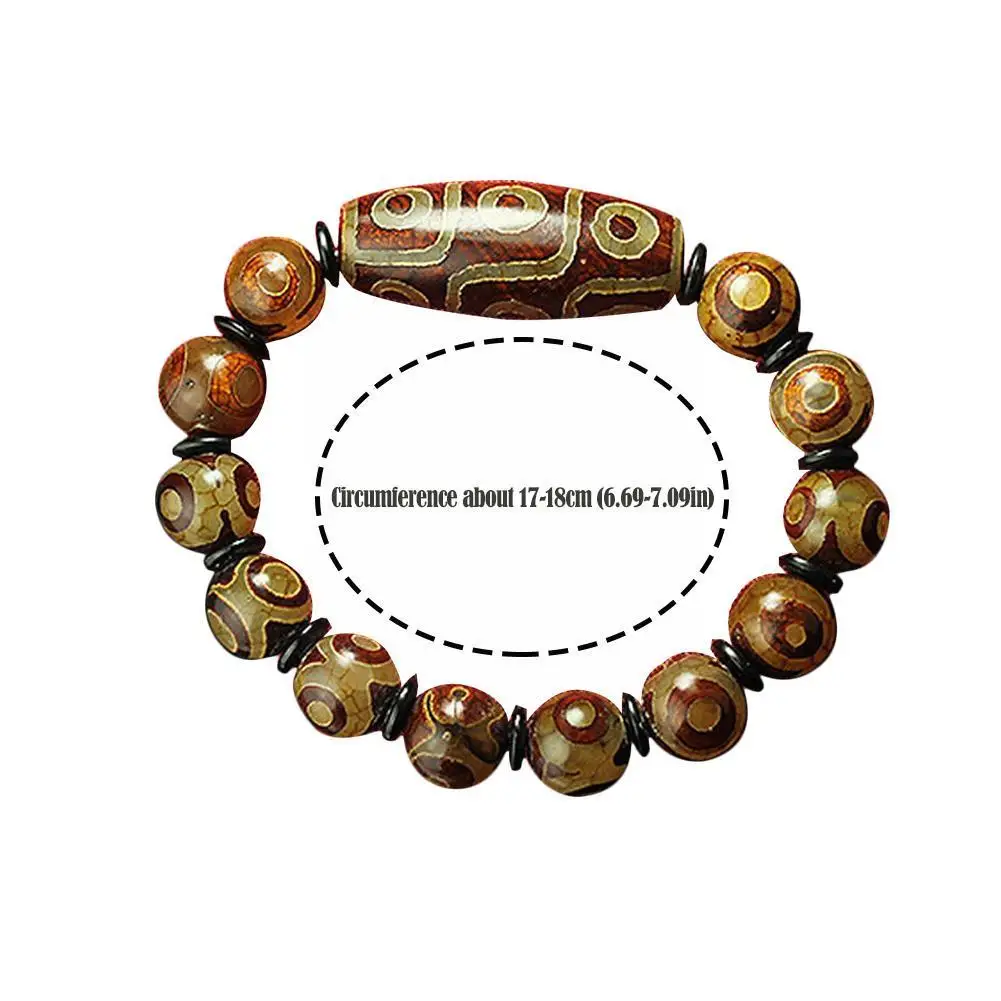 Tibetan Natural Agate Dzi Beads Fengshui Protective Natural Tibetan 9 Eye Dzi Bead Bracelet For Men And Women Couples N0A9