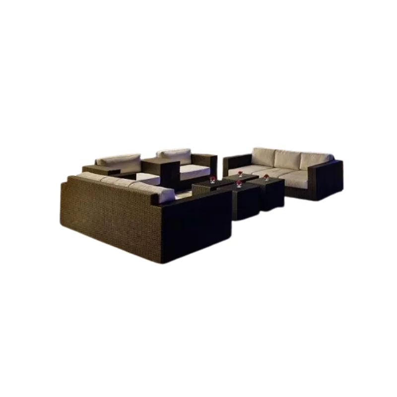 

Sofa combination, rattan art sofa, living room, sunshine room, three person rattan sofa, rattan chair sofa