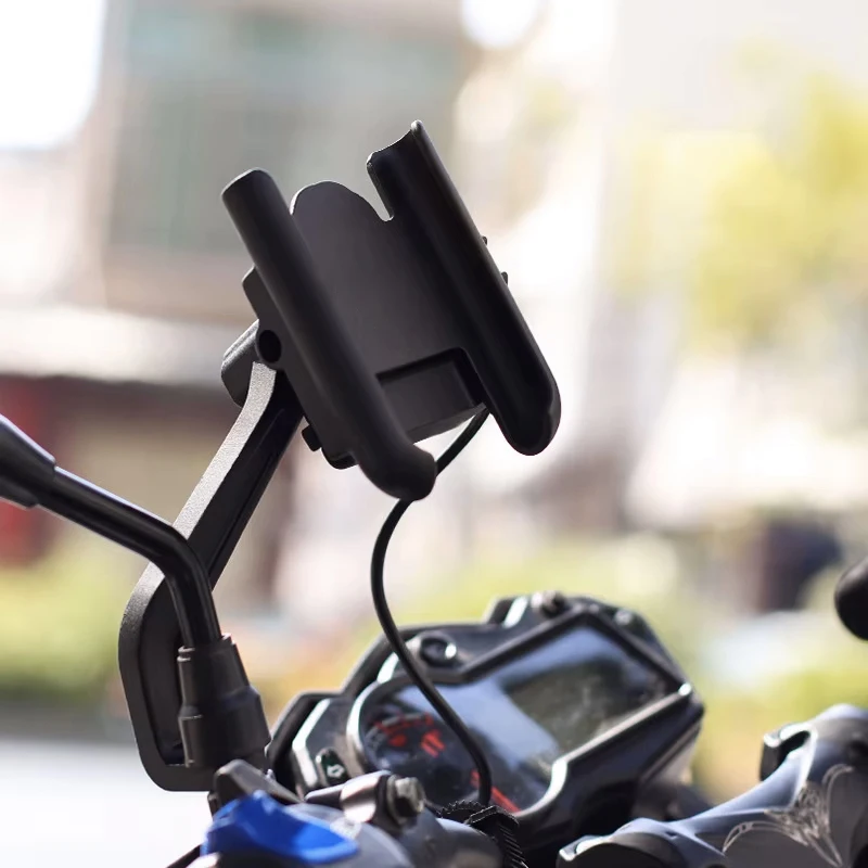 

Aluminium Motorcycle Bike Phone Holder Braket with USB Charger Bicycle Handlebar Mirror Mount bike phone support For Phone X
