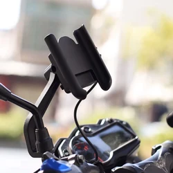 Aluminium Motorcycle Bike Phone Holder Braket with USB Charger Bicycle Handlebar Mirror Mount bike phone support For Phone X