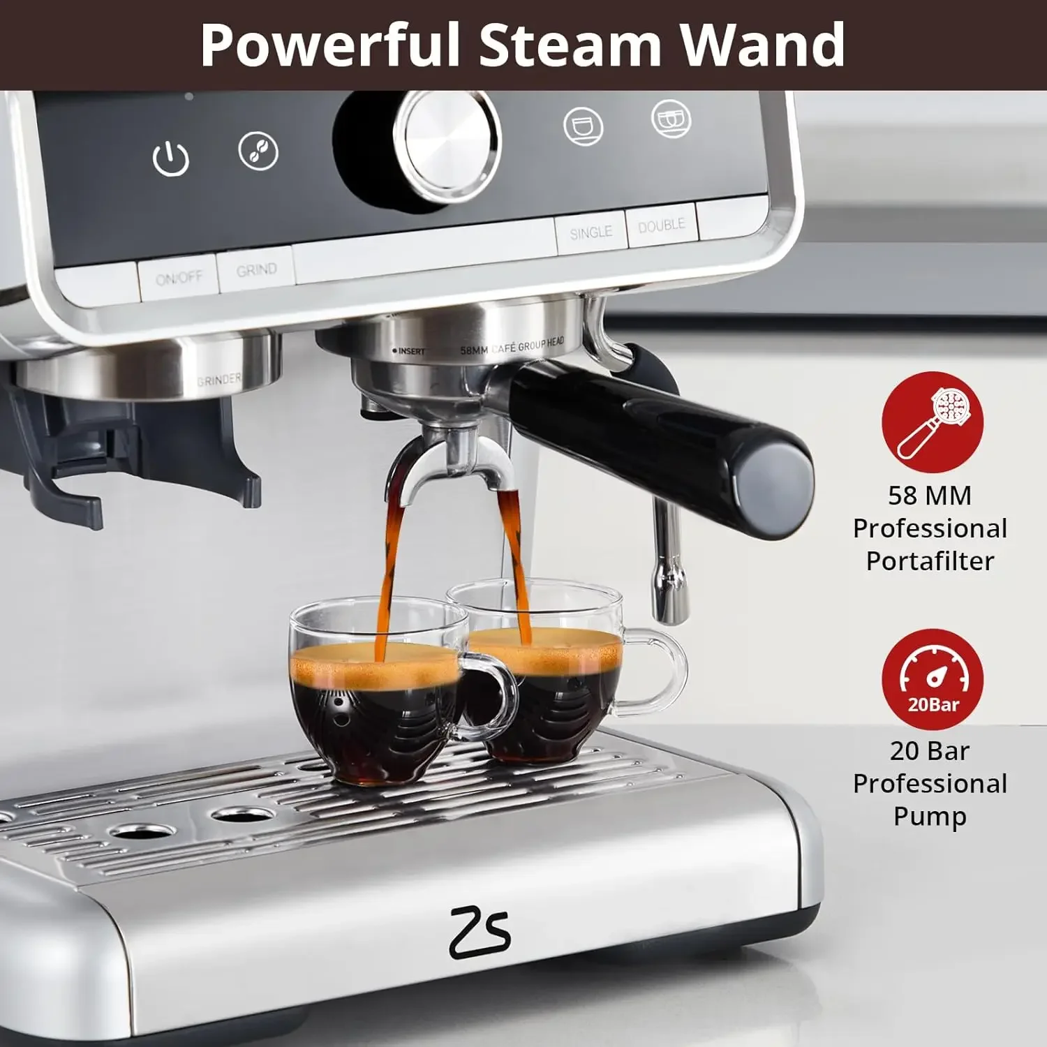 Machine, 20 Bar Espresso Maker with Milk Frother Steam Wand, Compact Coffee Machine with for Cappuccino,Latte, Fast Hea