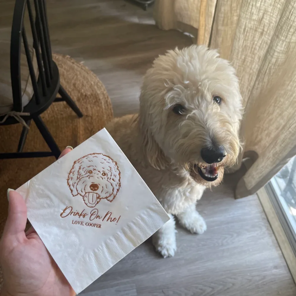 

Dog Cocktail Napkins Wedding Napkins Dog Party Napkins Personalized Pet Cocktail Napkin Monogram Custom Luncheon Napkins, 50Pcs