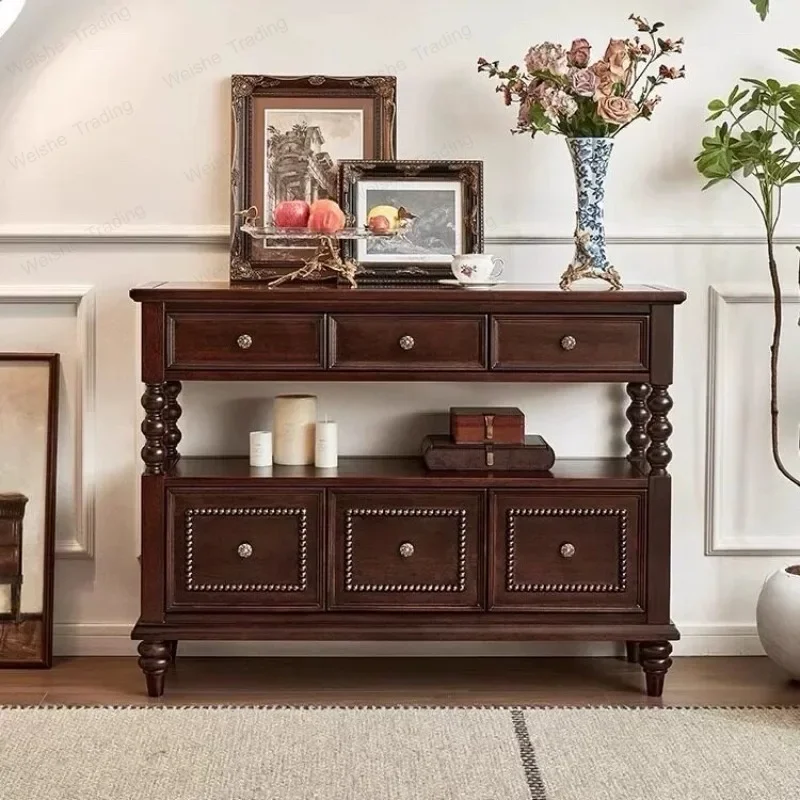 American solid wood entrance table retro entrance cabinet living room storage storage partition aisle dining side cabinet