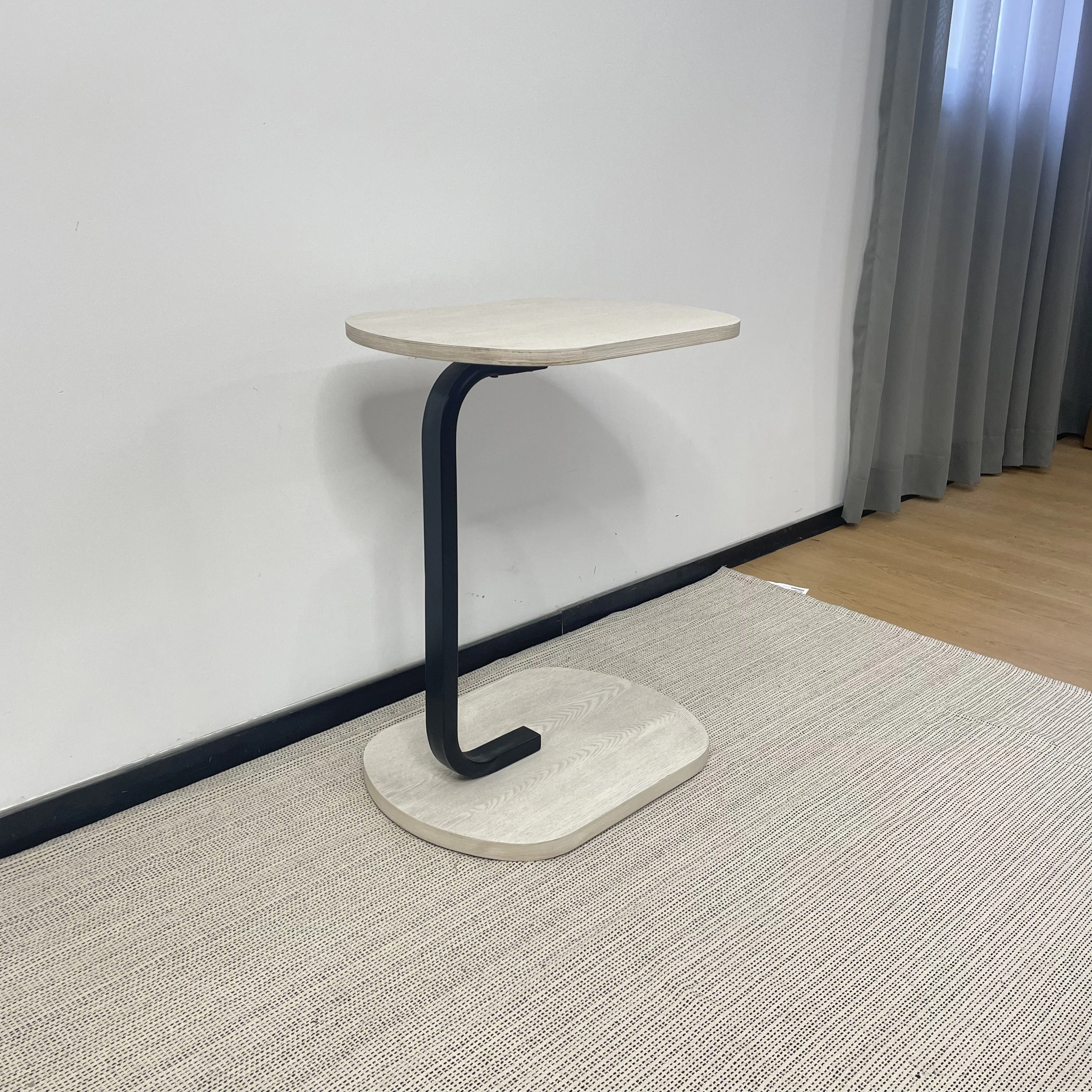 Mesa auxiliar de madera para sala de estar, mesa de centro pequeña de Metal para ordenador portátil móvil