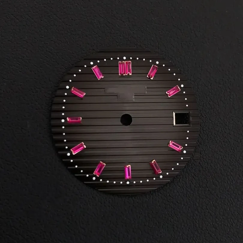 Mostrador Premium NH34 RLX - Numerais Roma, Opções de Escala de Rubi/Preta, 28,5 mm, Compatível com Movimentos NH35/NH36