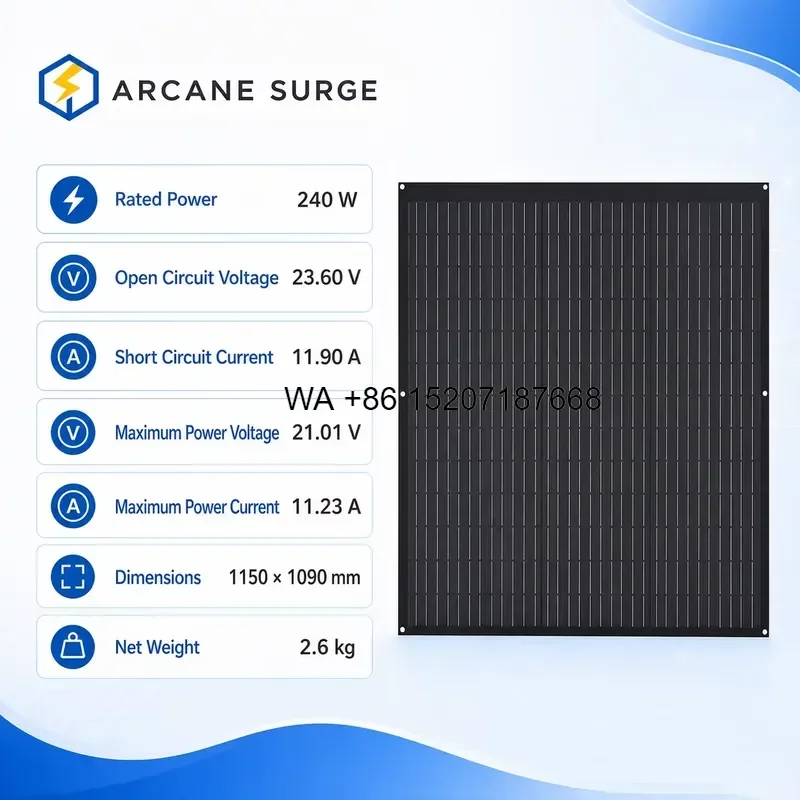 Wmwmnu 240W Flexible Solar Panel Monocrystalline Lightweight Portable for RV Yacht Roof Balcony with MC4 Connector