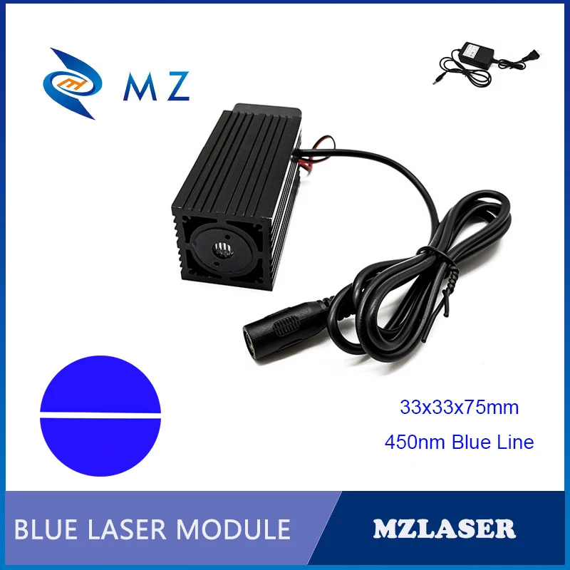 Hot Selling 33x33x75mm 450nm 1600mw 1.6W Blue Line Laser Diode Module With Cooling Fan Industrial Grade With Adapter