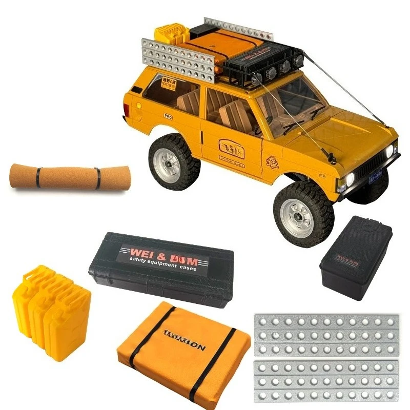 For MN168 1/12 RC Rock Crawler Upgrade Parts, Roof Rack Traction Boards Fuel Can Scale Decoration Accessories Set