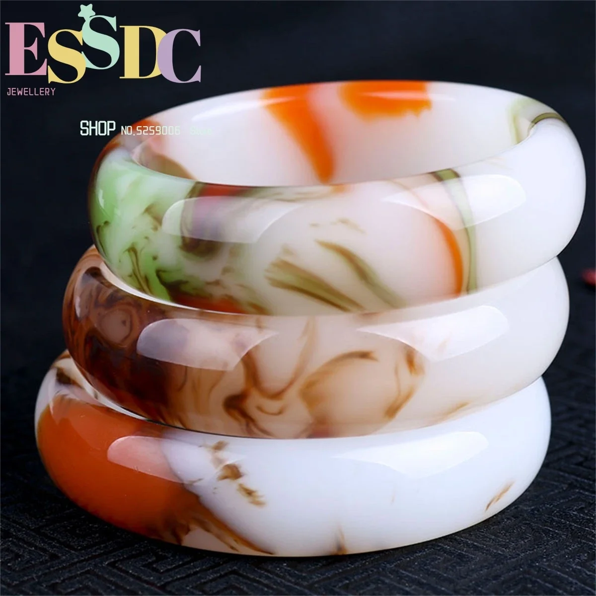 Naturally Xinjiang Hotan Jade Outer Cover Colorful Chicken Blood Jade Bracelet Color Gift Women's Personality Versatile Jewelry