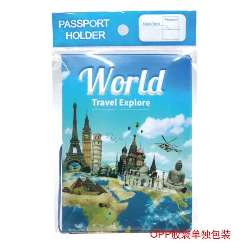 Étui à passeport en cuir PU avec fente de poche pour cartes de crédit d\'identité, housse de support, voyage dans le monde, exploration, accessoires