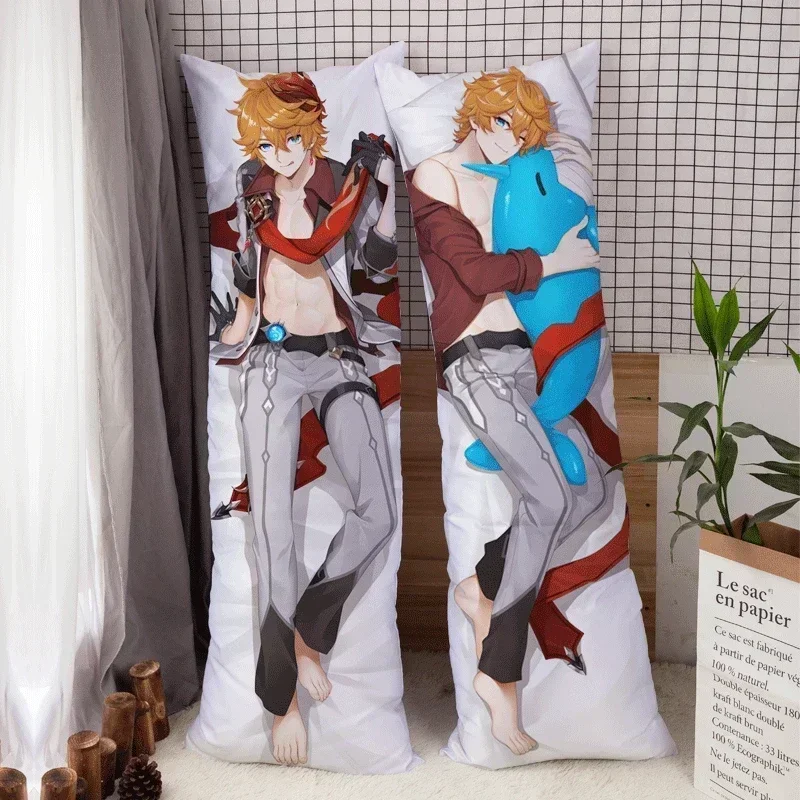 Anime Pillow Case Genshin Impact Ajax Childe Tartaglia Dakimakura Double Side Print Hugging Body Cushion Cover Otaku Waifu
