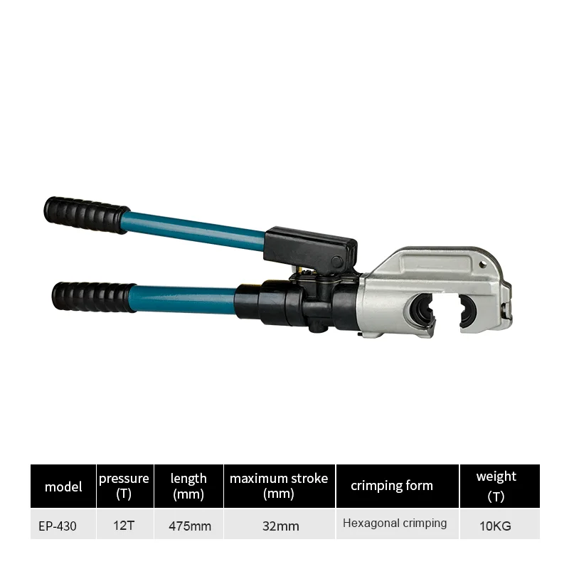 EP-430 Integral Hydraulic Pliers Manual Hydraulic Crimping Tool with C-type Jaws 400 Mm² for Copper and Aluminum Terminals