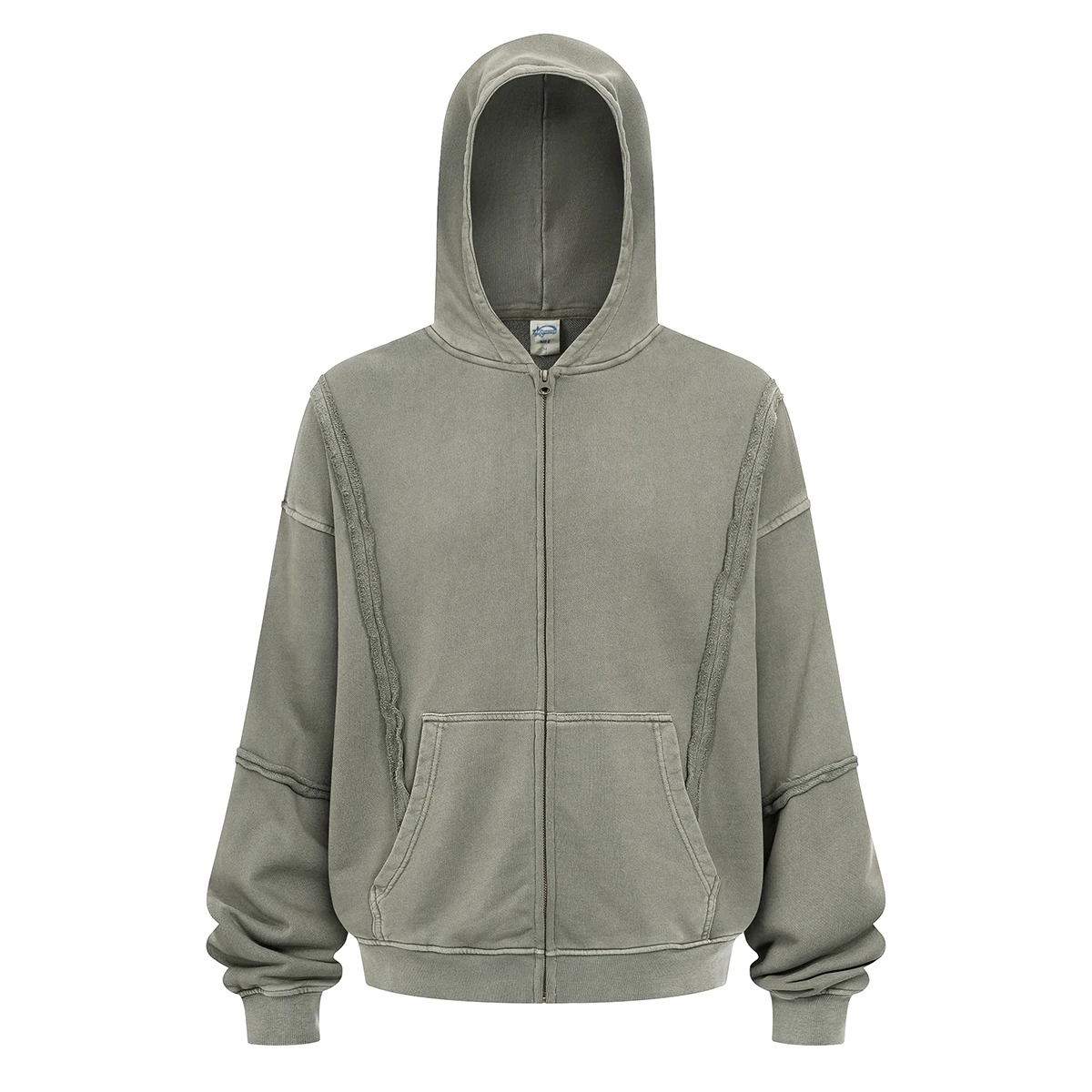 

2025 Autumn and Winter Patchwork Zip Up Cardigan Hoodie Snowflake Acid Wash Y2K Jacket Distressed Hooded Sweatshirt Oversized