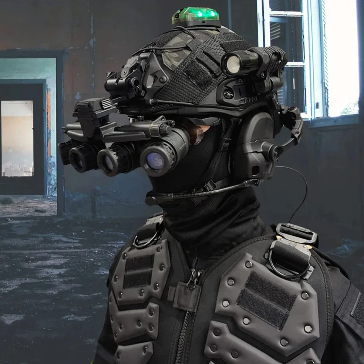 Fast Airsoft Helmet Set with Tactical Headset Face Mask NVG Model Signal Light L4G24 Outdoor Paintball Shooting CS Game Gear