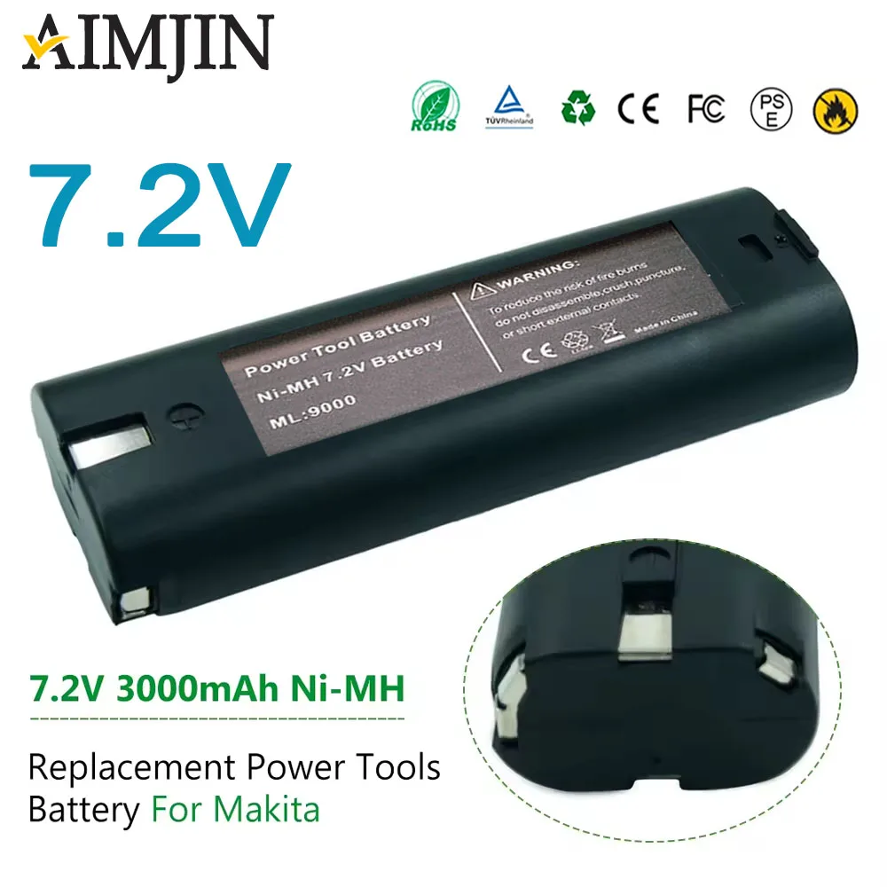 

Ni-Mh Battery For Makita 7.2V 6.8Ah Replacement 7000 7002 7033, 6010D 6018D 6073D 6172D DA3000D 6019D 9500D DA301D ML702