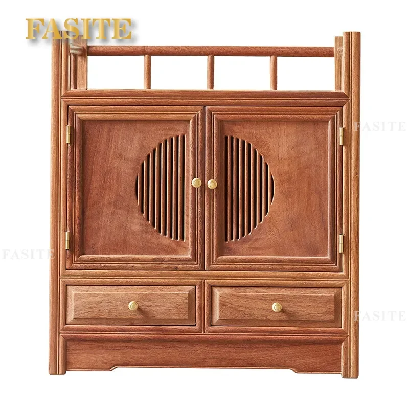 For Ming Qing Classical Mahogany Furniture Dining Side Cabinet Myanmar Rosewood Chinese Plain Noodle Locker Tea Storage