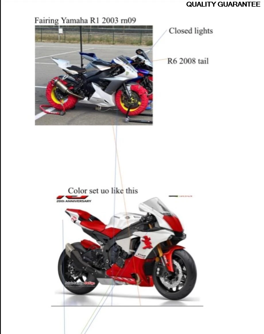 

Racing Fairings For YAMAHA YZF R1 02 03 2002 2003 ( with R6 2008 tail) Bodywork Injection fairing kit TP51