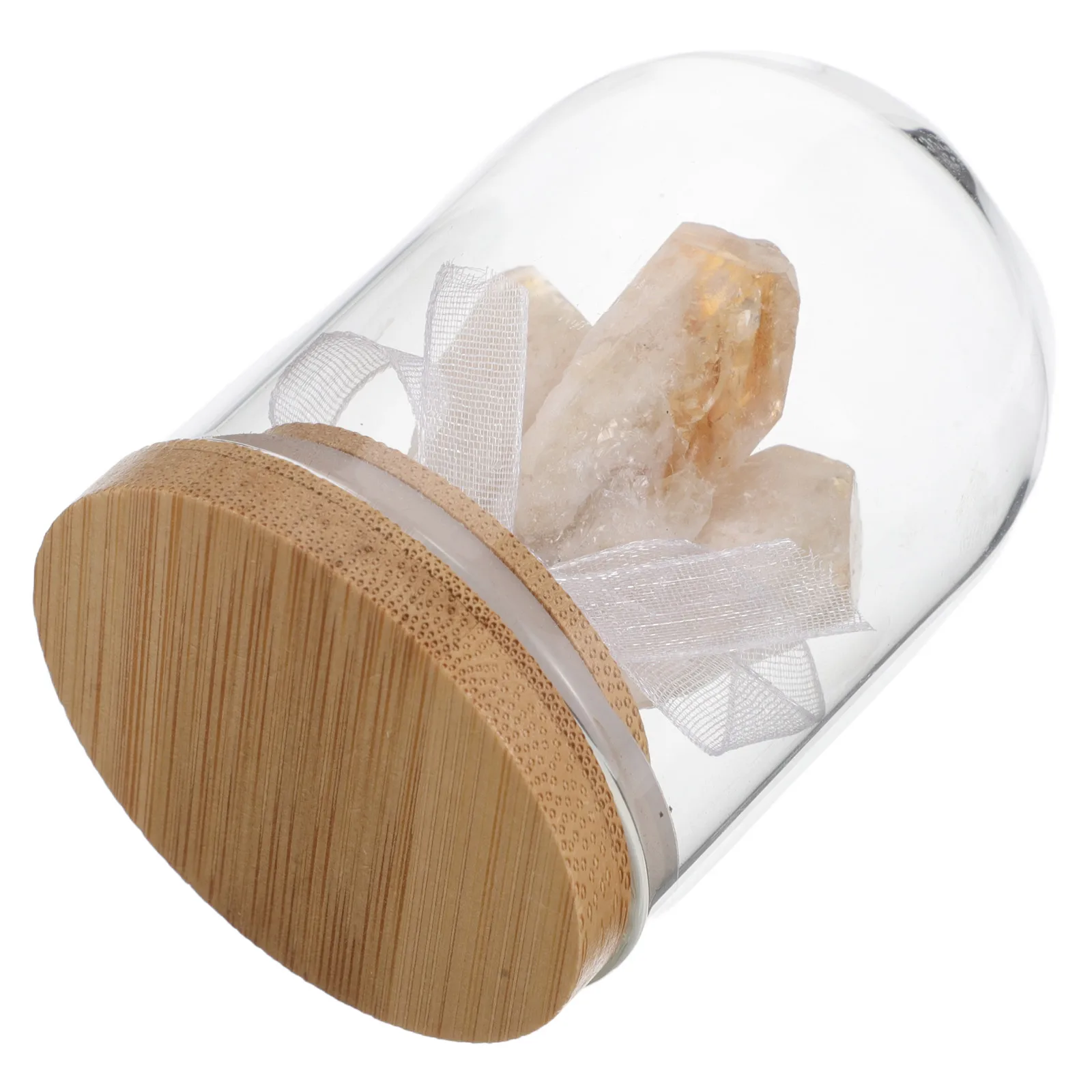

1pcs Crystal Micro Landscape Wishing Bottle Glass Dome Wooden Base Natural Crystal Cluster For Office Home Decor Stone Specimen
