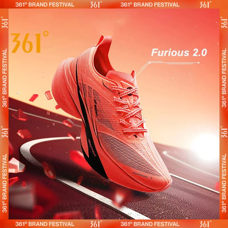 

361 Degrees Furious 2.0 Men Women Running Sports Shoes Carbon Plate Racing Marathon Rebound Cushioning Male Sneakers 672432201