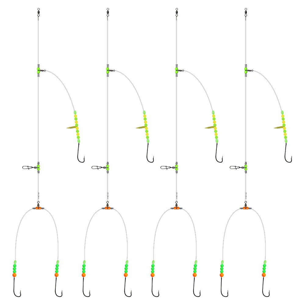 ZYZHE 1/3/5 Stück Surf-Angelrigs, Flachfisch-Rigs, vorgebundene handgefertigte High&Low-Rigs, ideal für Flachfisch, Barsch, Schnapper – Detail 7