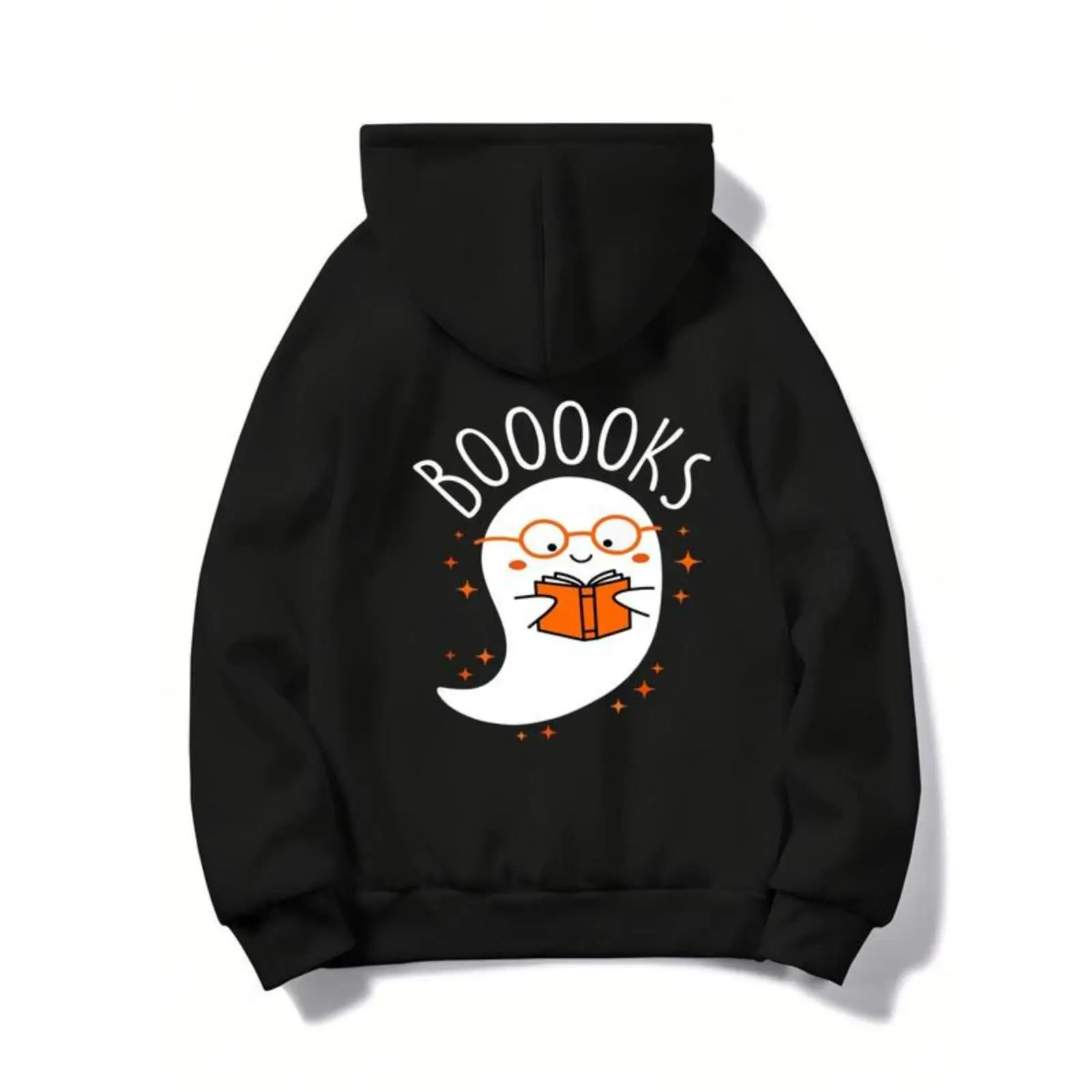 

Boooooks Hoodie Ghost Graphic Print Sweatshirt Funny Book Lover Jumper Cute Halloween Casual Oversized Pullover Unisex