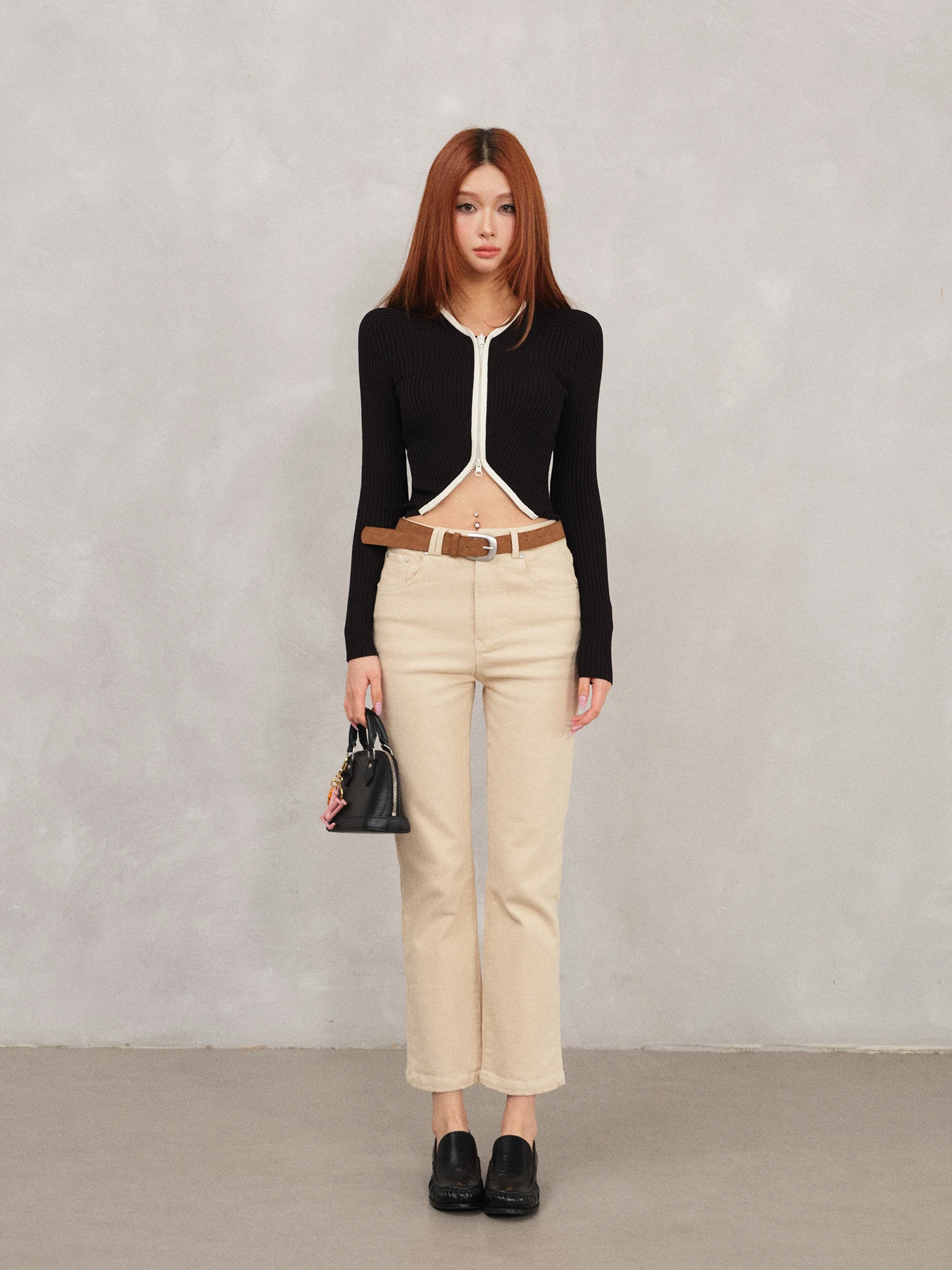 

FORNIYOYO Vintage mat High Waist Straight Leg Jeans Nine Points Belt Slimming Cotton Denim Women's Winter Faion