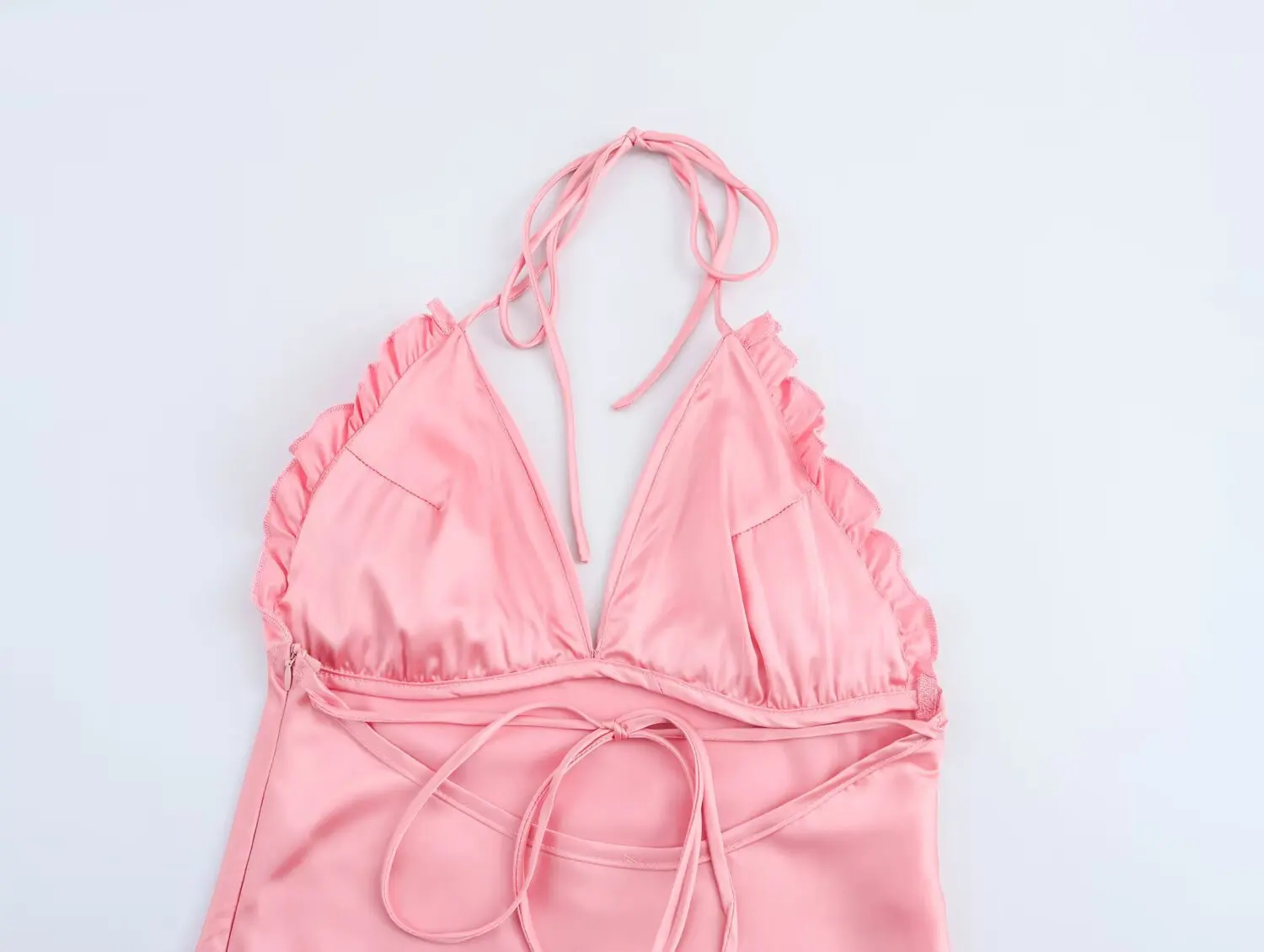 TAOP&ZA TAOP&ZA women's spring and summer new fashionable silk satin texture backless halter necklace long dress