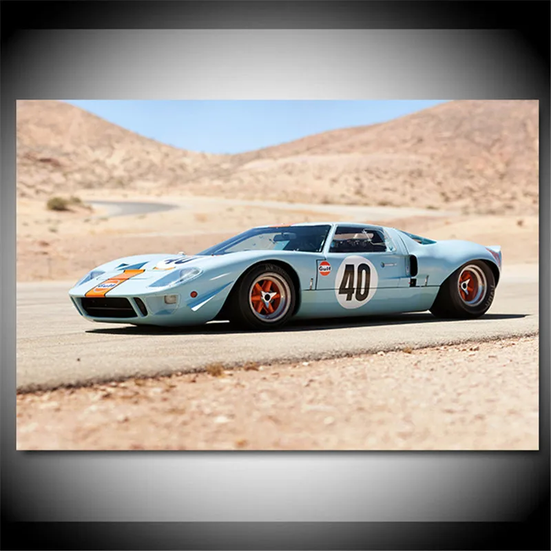 Modern Canvas Painting GT40 Le Mans Racing Car Classic Sportscar Wall Posters Prints For Bedroom Living Room Home Decor Unframed