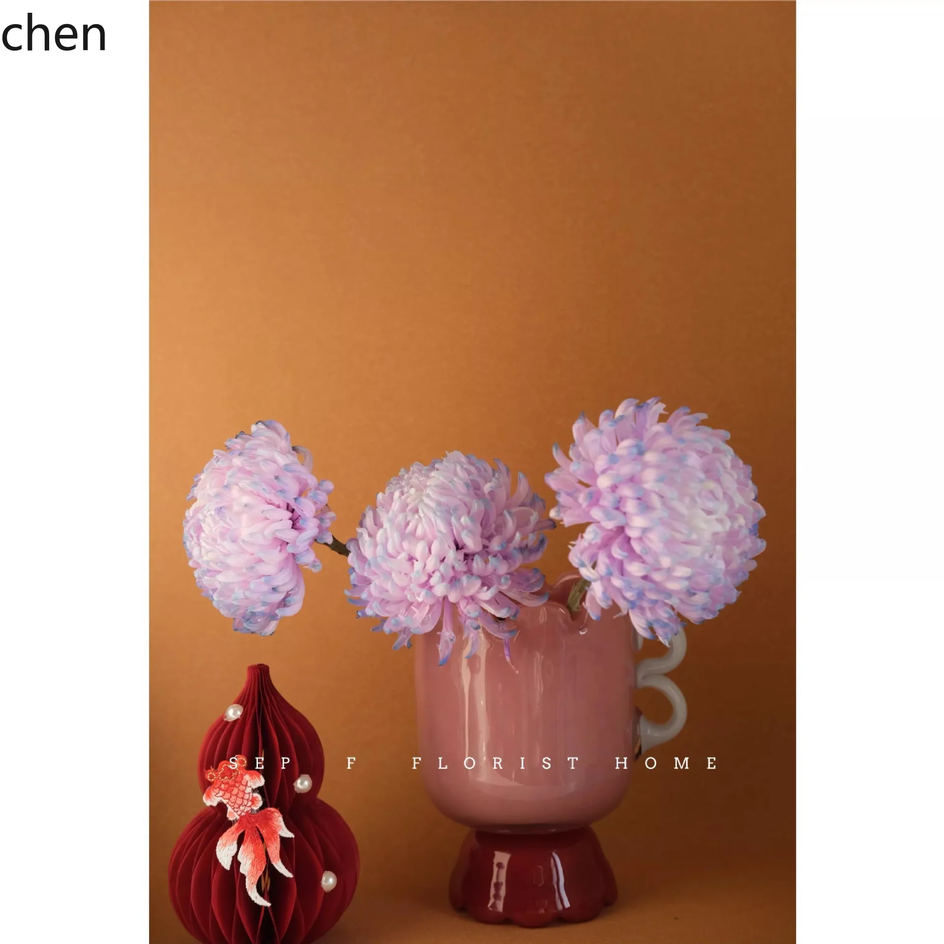 YFY  tulip-shaped american retro raspberry red stemmed glass vase - medium, light luxury home decor flower container