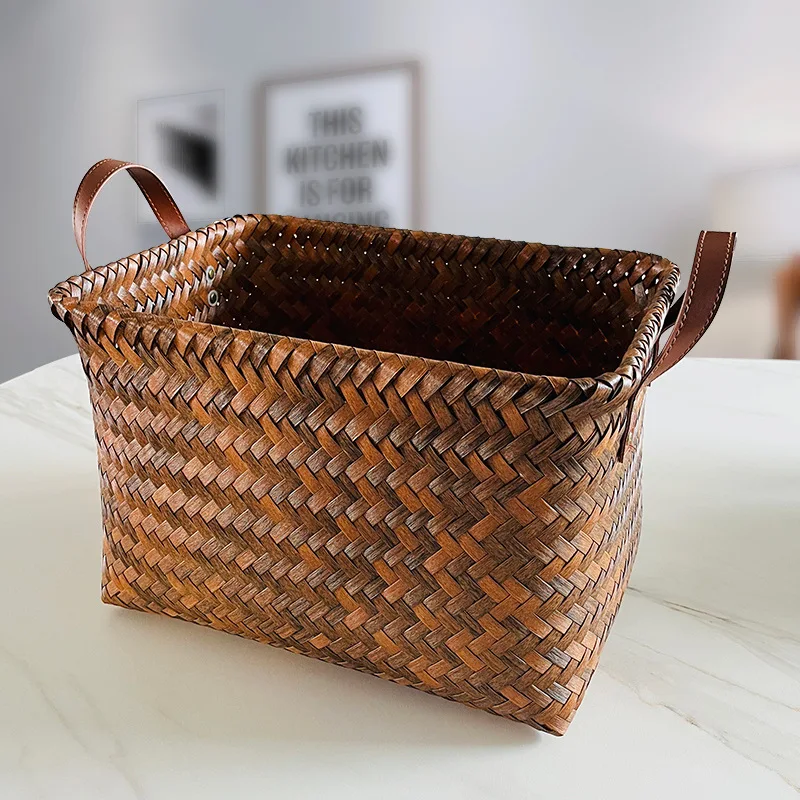 

Storage Basket Rattan Woven Toy Snack Miscellaneous Organizer Clothes Waterproof Household Vegetable Basket