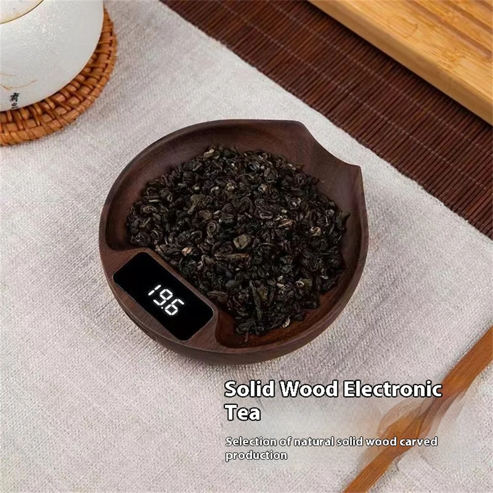 Electronic Scale Bean Tray Espresso LED Weighing 0.1g Natural Walnut Wood High Precision Measures