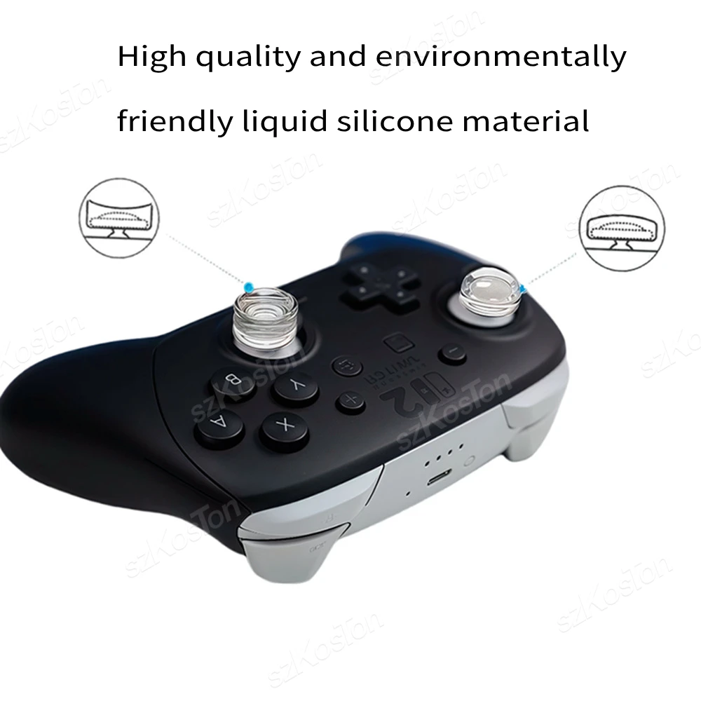 Klare Daumengriffe, Kappen für Switch 2 Pro Controller, rutschfeste, weiche Silikon-Joystick-Kappenabdeckung für Switch 2 Gaming-Zubehör