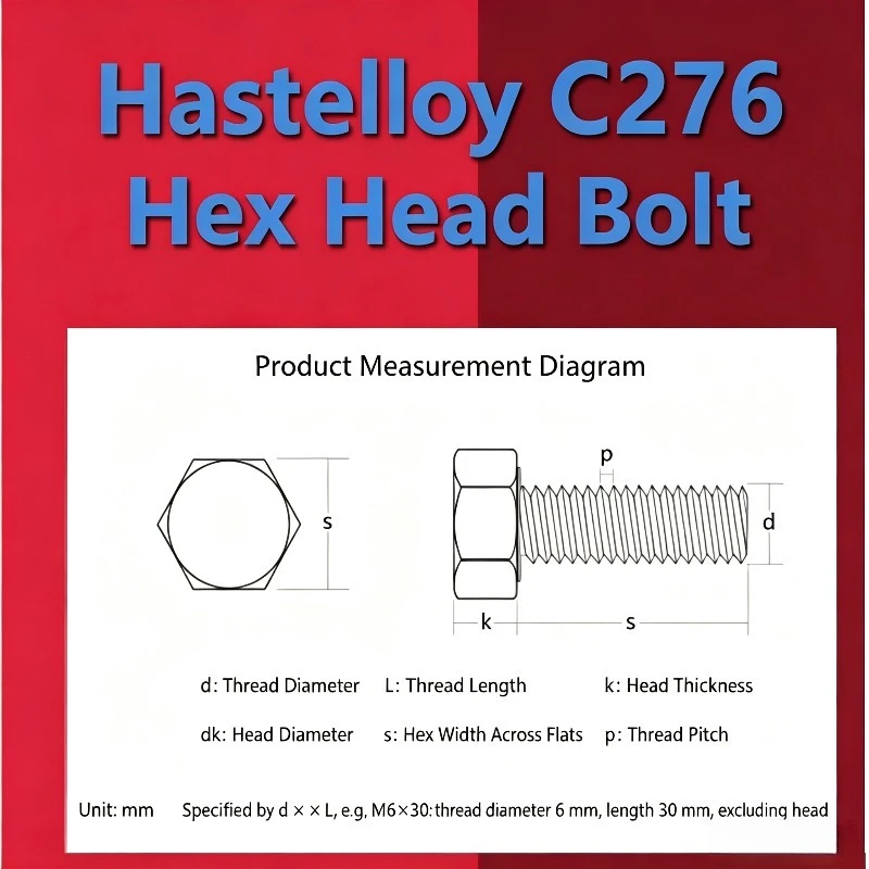 Hastelloy C276 UNS N10276 Hex Bolt Screw Nut Set Flat Spring Washer Corrosion‑Proof Fastener For Chemical Industrial Machinery