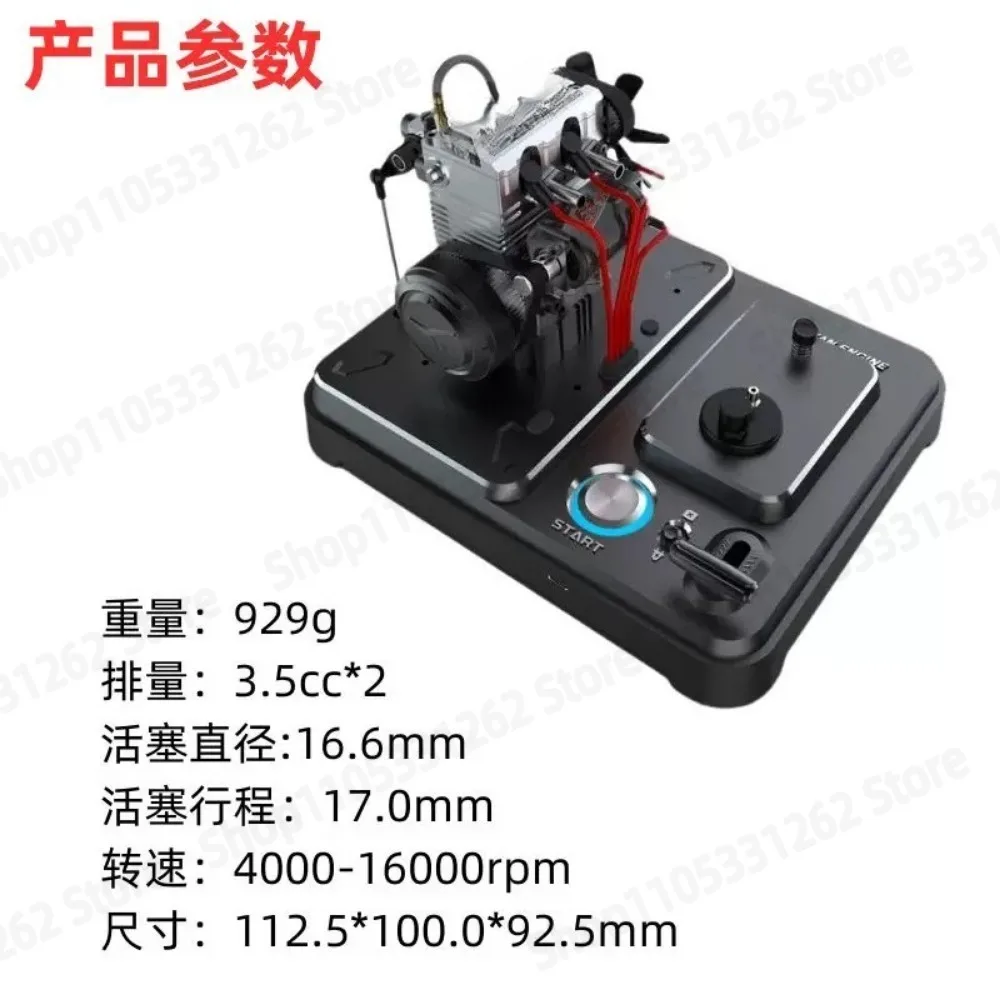 All Metal Twin Cylinder Engine Model Kit Methanol Mini Engine Mechanical Assembly Toy