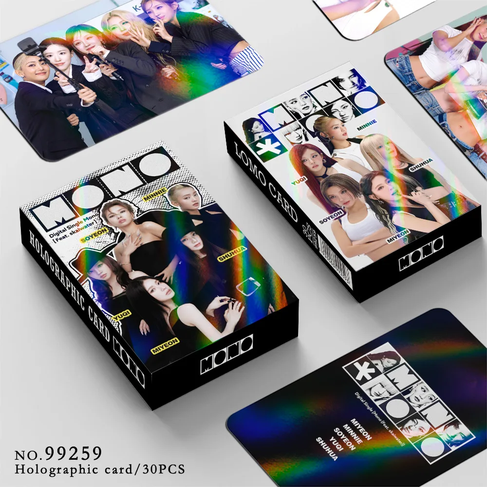 

30 шт. фотокарточек IDLE MONO, коллекция K-pop звезд, Lomo-карточки, голографические карточки с эффектом мерцания, подарки для фанатов