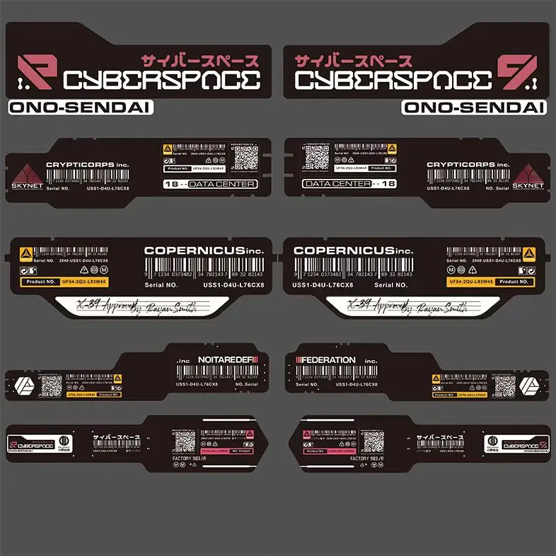 

Reflective Car Sticker Cyberpunk Mechanical English QR Code Label Vinyl Decal Off Road Body Glass Decoration Luggage Box Sticker