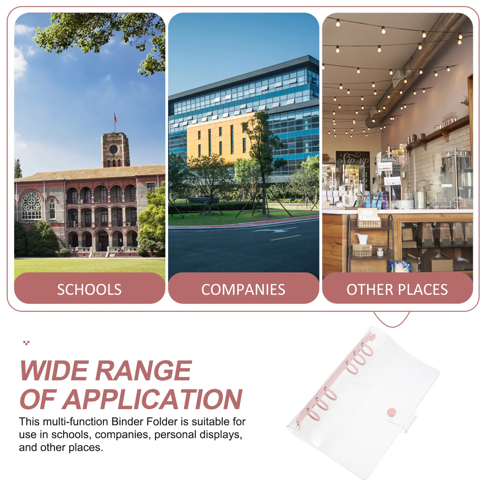 

Clear A6 Binder 6 Ring Document Folder Organizer Notebook Shell Office File Pouch Adjustable Suspension Files Desktop