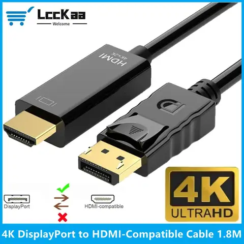 1.8M DisplayPort to HDMI-Compatible Cable 4K DP to HDMI Adapter Display Port Video Audio Converter for PC HDTV Projector Monitor