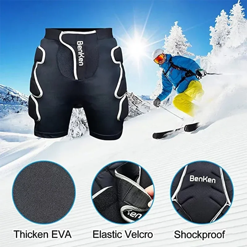 Benken EVA Protective Padded Shorts SBR 3D Hip Padded Drop-resistance Underpants Protective Gear for Snowboard Skate Cycling