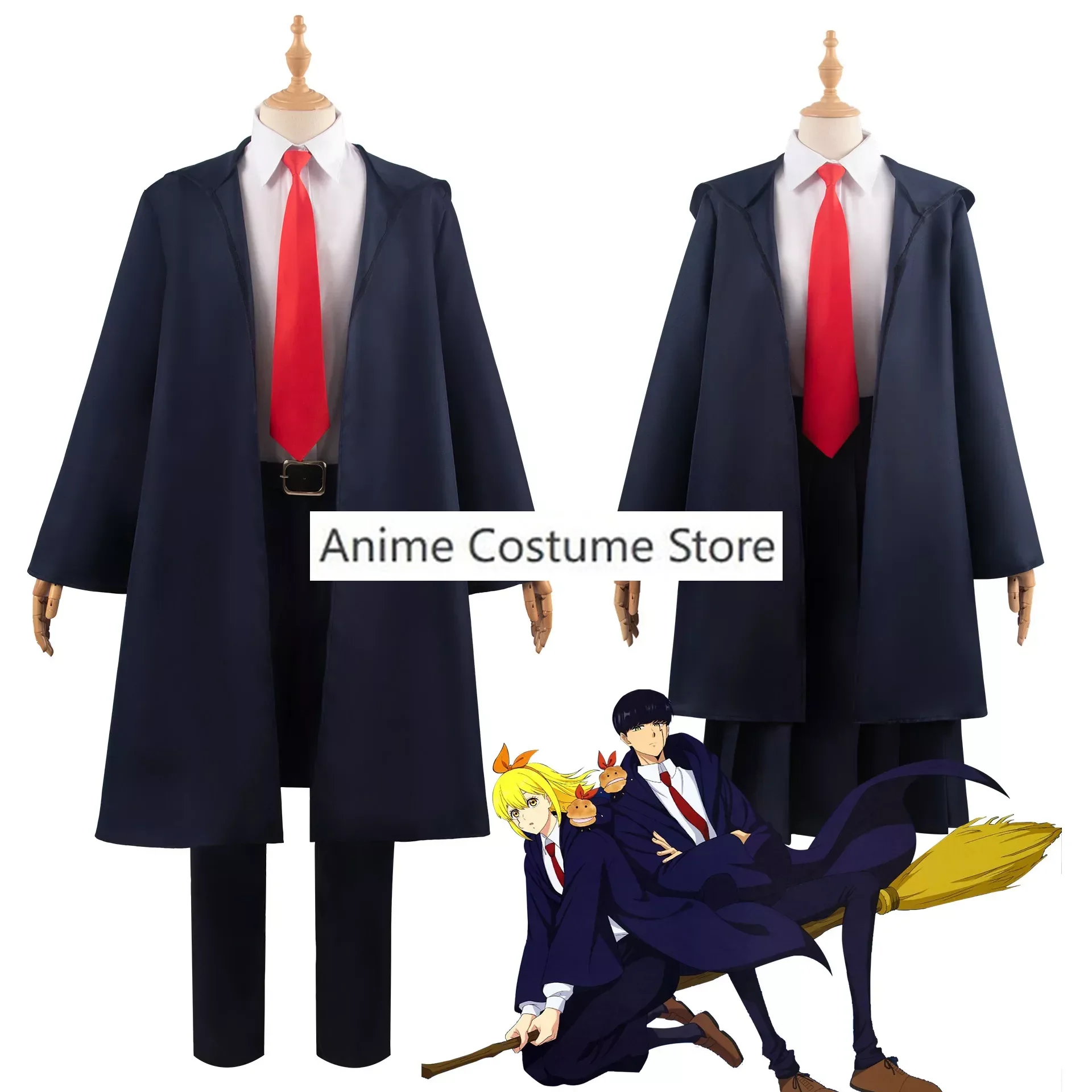 Anime Mashle Magic and Muscles Cosplay Costume Mash Lance Lemon Dot Finn Easton Magic Academy Uniforms Blue Robe Cloak Cape Wig