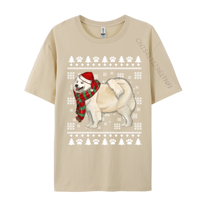 Samoyed Dog Santa Hat Xmas Ugly Christmas T Shirt Men Clothes Funky Classic Large Size Oversized Streetwear