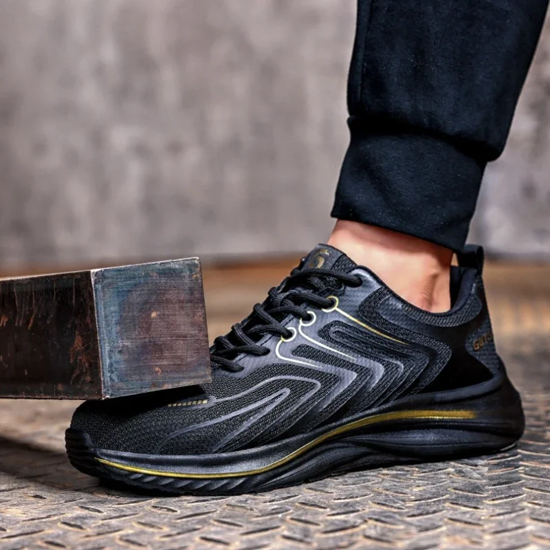 Steel Toe Safety Shoes Men Work Safety Boots Lightweight Breathable Comfortable Sneakers Men Boots Slip-Resistant Shoes