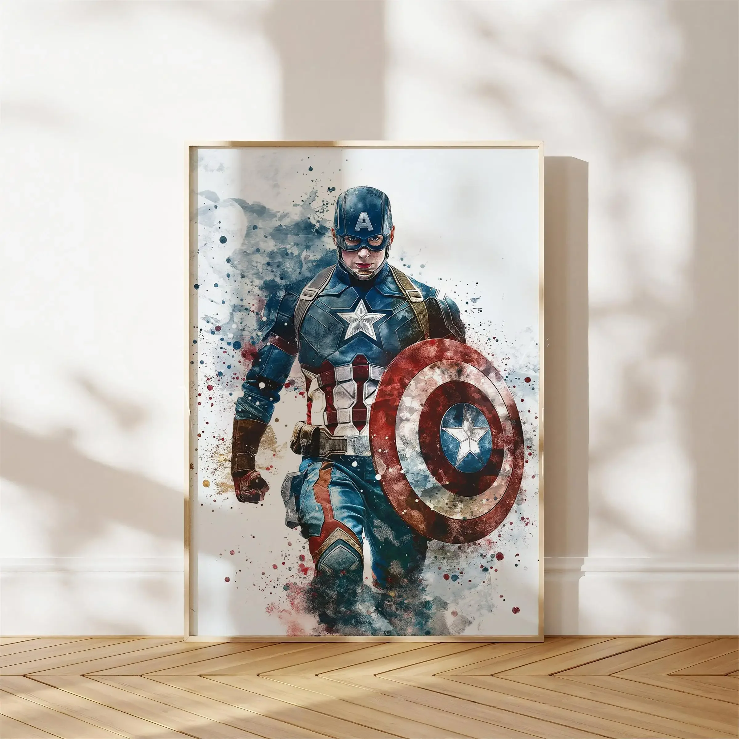 1 Stück rahmenlose Aquarell-Tropfkunst-Superhelden-Drucke, Poster, Spider-Man, Iron Man, Leinwandgemälde, Marvel-Wandkunst für Kinderzimmer
