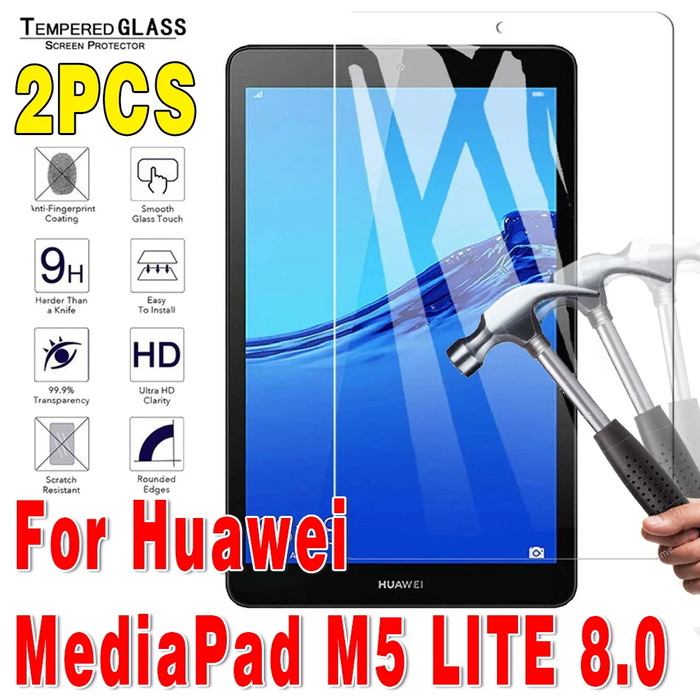 2 pçs vidro temperado para huawei mediapad m5 lite 8 JDN2-L09 protetor de tela 8.0 vidro temperado tablet protetores de tela filme