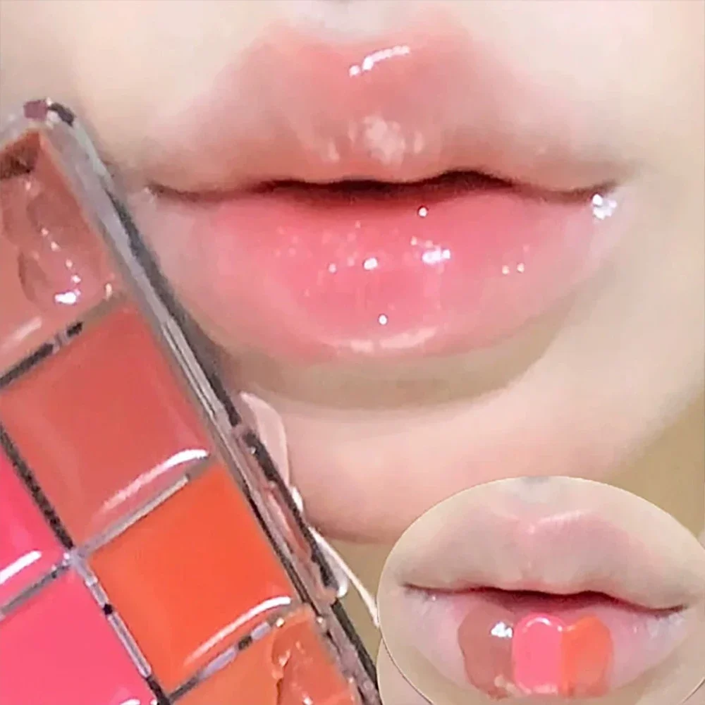 DIY 10 Colors Lip Jelly Art Palette Mirror Freeze Lip Gloss Glisten Moisturize Lipstick Pigmented Freedom Color Adjustment Brush