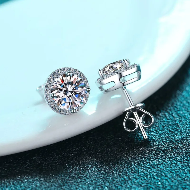 Joyce Kelly 6,5 mm 1 Karat bunte Moissanit-Ohrringe, Unisex, männlich, weiblich, S925-Sterlingsilber, funkelnder feiner Schmuck, Herren-Ohrstecker – Detail 18